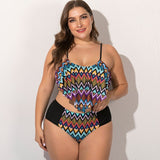 2020 Summer Plus Size Two Pieces Women's Bikinis Set Cactus/Letter Printed Ruffle Big Swimsuit Large Female Swimming Suits 5XL