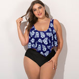 2020 Summer Plus Size Two Pieces Women's Bikinis Set Cactus/Letter Printed Ruffle Big Swimsuit Large Female Swimming Suits 5XL