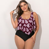 2020 Summer Plus Size Two Pieces Women's Bikinis Set Cactus/Letter Printed Ruffle Big Swimsuit Large Female Swimming Suits 5XL
