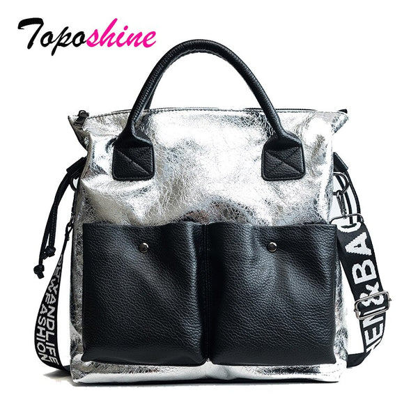 Toposhine Large Capacity Women Bags Fashion Shopping Bag Double Pocket Girl Casual Tote 2019 Young Lady Handbags Shoulder Bag