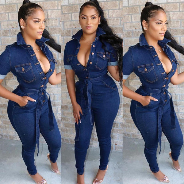 Autumn Winter Women Denim Jeans Jumpsuit Full Sleeve Sashes Bodycon Rompers Sexy Club Night One Pice Playsuit Overall Outfits
