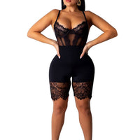 Women Mesh Lace V-Neck Lingerie Jumpsuit Underwear Bodysuit Ladies Party Clubwear Backless V-neck Sexy Sleeveless Slim Leotard