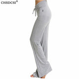 CHSDCSI Sexy Mid Waist Wide Leg Flowy Pants Women 2020 Female Trousers Casual Womens Summer Cotton Beach Long Loose Harem Pants