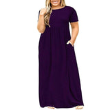 Big size dress women summer large size short sleeve print wear-resistant long dress plus size fat MM women clothing maxi dress