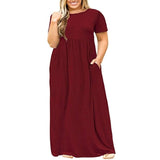 Big size dress women summer large size short sleeve print wear-resistant long dress plus size fat MM women clothing maxi dress