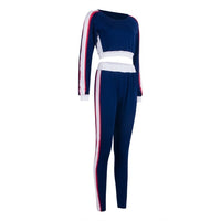 2Pcs Set Sexy Women Sports Set Sleeve Crop Top Pants Outfit Workout Gym Fitness Athletic Workout Clothes Tracksuit