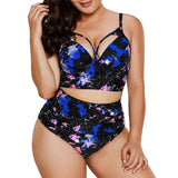 Floral Print Plus Size Women Bikini Set Cut Out Swimwear High Waist Swimsuit 5XL Fat Big Cup Two Piece Bikini Push Up Beachwear
