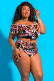 Floral Print Plus Size Women Bikini Set Cut Out Swimwear High Waist Swimsuit 5XL Fat Big Cup Two Piece Bikini Push Up Beachwear