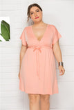 Plus Size Dress 2020 Women Summer Beach Solid Lace Dresses Sexy Short Sleeve Backless Deep V-Neck Big Sizes Casual Vestidos 4XL