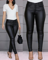 Spring Women Pu Leather Pants Black Sexy Stretch Bodycon Trousers Women High Waist Long Casual pencil pants S-3XL R122504