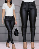 Spring Women Pu Leather Pants Black Sexy Stretch Bodycon Trousers Women High Waist Long Casual pencil pants S-3XL R122504
