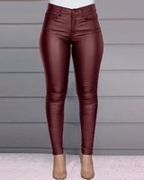 Spring Women Pu Leather Pants Black Sexy Stretch Bodycon Trousers Women High Waist Long Casual pencil pants S-3XL R122504