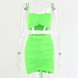 Articat Two Piece Sexy Pleated Party Dress Women Spaghetti Strap Backless Slinny Pencil Christmas Dress Casual Dress Vestidos