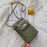 MSGHER Shoulder Bags Women Summer Female Chain Small Bags Casual Diamonds Lattice Saddle Bags Quality Messager Bags