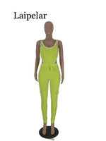 Laipelar 2019 new women summer tank bodycon bodysuit safari pants suit two piece set sporty tracksuit outfit 2 colors overalls
