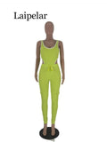 Laipelar 2019 new women summer tank bodycon bodysuit safari pants suit two piece set sporty tracksuit outfit 2 colors overalls