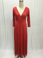 High Quality Robe Summer 2020 Women Vintage Dress Sexy V-neck Maxi Dress Big Swing Elegant Party Dress Plus Size Women Clothing