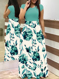 2020 Women Plus Size Bohemian Long Sleeve Maxi Dress Color Block Polka Dot Floral Patchwork Bodycon Empire Waist Vintage S-5XL