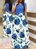 2020 Women Plus Size Bohemian Long Sleeve Maxi Dress Color Block Polka Dot Floral Patchwork Bodycon Empire Waist Vintage S-5XL