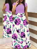 2020 Women Plus Size Bohemian Long Sleeve Maxi Dress Color Block Polka Dot Floral Patchwork Bodycon Empire Waist Vintage S-5XL