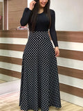 2020 Women Plus Size Bohemian Long Sleeve Maxi Dress Color Block Polka Dot Floral Patchwork Bodycon Empire Waist Vintage S-5XL