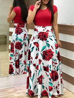 2020 Women Plus Size Bohemian Long Sleeve Maxi Dress Color Block Polka Dot Floral Patchwork Bodycon Empire Waist Vintage S-5XL
