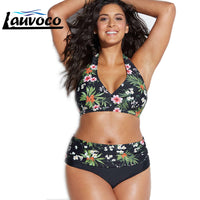 Bikini Set Large Cup Swimwear Women Retro Halter Neck Cross Swimming Suit High Waist Big Size Swimsuit Biquini Plus Size XL-4XL