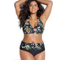 Bikini Set Large Cup Swimwear Women Retro Halter Neck Cross Swimming Suit High Waist Big Size Swimsuit Biquini Plus Size XL-4XL