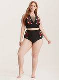 Bikini Set Large Cup Swimwear Women Retro Halter Neck Cross Swimming Suit High Waist Big Size Swimsuit Biquini Plus Size XL-4XL