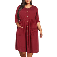 Big size 9XL dress for Fat MM 2020 Women Summer Dress Loose pocket design solid plus size dresses women clothing dress vestidos