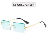 Retro small rectangle sunglasses women rimless square sun glasses for women 2020 summer style female uv400 green brown Oculos