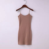 Sexy AA Style Brandy Melville Spaghetti Strap O-Neck Rubber Bodycon Slim Sheath Packege Hips Mini Dress Trendy Women 5 Colors