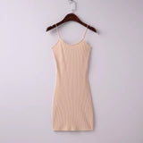 Sexy AA Style Brandy Melville Spaghetti Strap O-Neck Rubber Bodycon Slim Sheath Packege Hips Mini Dress Trendy Women 5 Colors