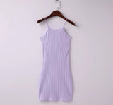 Sexy AA Style Brandy Melville Spaghetti Strap O-Neck Rubber Bodycon Slim Sheath Packege Hips Mini Dress Trendy Women 5 Colors