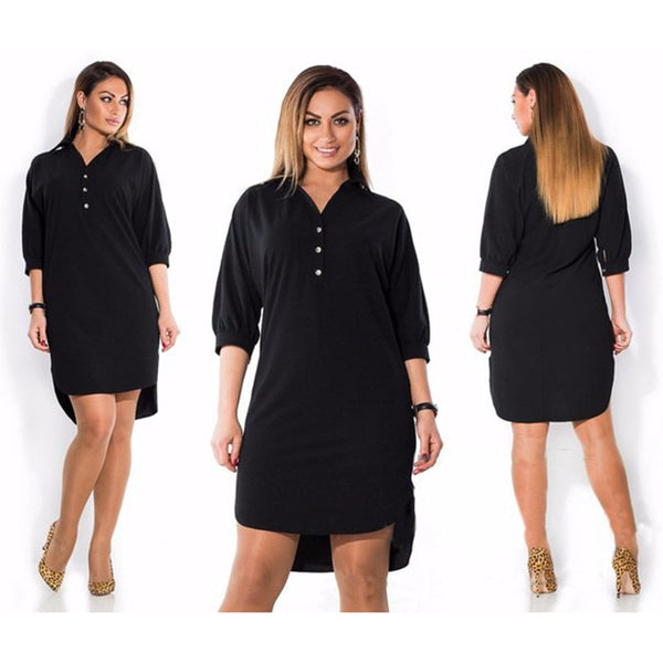 6XL Large Size 2019 New Summer women Dress Fashion Big Size Casual Three Quarter Sleeve irregular Dress Plus Size Women Clothing