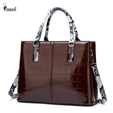 FUNMARDI Luxury Handbag Women Bags Crocodile PU Leather Designer Female Shoulder Crossbody Bag Snake Top-Handle Bags WLHB2152