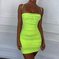 Colysmo Double Layers Summer Dress 2020 Women Spaghetti Straps Mini Dress Sexy Mesh Beach Dresses Woman Party Night Club Dress
