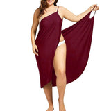 Wine Red Sarong Beach Dress 2020 Holiday Beachwear Women Summer Dress Beach Sexy Robe Spaghetti Straps Big Size Wrap Vestido 5XL
