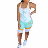 2020 Women Sets Summer Tracksuits Sleeveless Sportswear Pink Letter Print Tops+Shorts Suit Casual Two Piece Set 2pcs Sexy Outfit