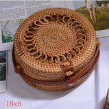 Bali Island Hand Woven Bag Round Bag buckle Rattan  Straw Bags Satchel Wind Bohemia Beach Circle Bag