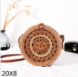 Bali Island Hand Woven Bag Round Bag buckle Rattan  Straw Bags Satchel Wind Bohemia Beach Circle Bag