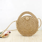 Bali Island Hand Woven Bag Round Bag buckle Rattan  Straw Bags Satchel Wind Bohemia Beach Circle Bag