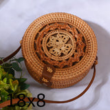 Bali Island Hand Woven Bag Round Bag buckle Rattan  Straw Bags Satchel Wind Bohemia Beach Circle Bag