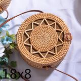 Bali Island Hand Woven Bag Round Bag buckle Rattan  Straw Bags Satchel Wind Bohemia Beach Circle Bag