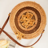 Bali Island Hand Woven Bag Round Bag buckle Rattan  Straw Bags Satchel Wind Bohemia Beach Circle Bag