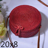 Bali Island Hand Woven Bag Round Bag buckle Rattan  Straw Bags Satchel Wind Bohemia Beach Circle Bag