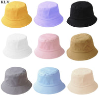 Korean Adult Kids Summer Foldable Bucket Hat Solid Color Hip Hop Wide Brim Beach UV Protection Round Top Sunscreen Fisherman Cap