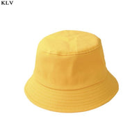 Korean Adult Kids Summer Foldable Bucket Hat Solid Color Hip Hop Wide Brim Beach UV Protection Round Top Sunscreen Fisherman Cap