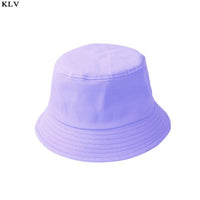 Korean Adult Kids Summer Foldable Bucket Hat Solid Color Hip Hop Wide Brim Beach UV Protection Round Top Sunscreen Fisherman Cap