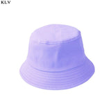 Korean Adult Kids Summer Foldable Bucket Hat Solid Color Hip Hop Wide Brim Beach UV Protection Round Top Sunscreen Fisherman Cap